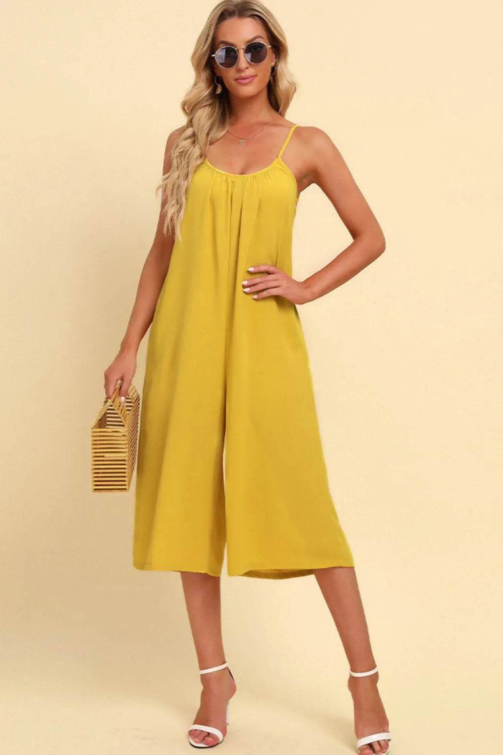 Bona Fide Fashion - Spaghetti Strap Scoop Neck Jumpsuit - Women Fashion - Bona Fide Fashion