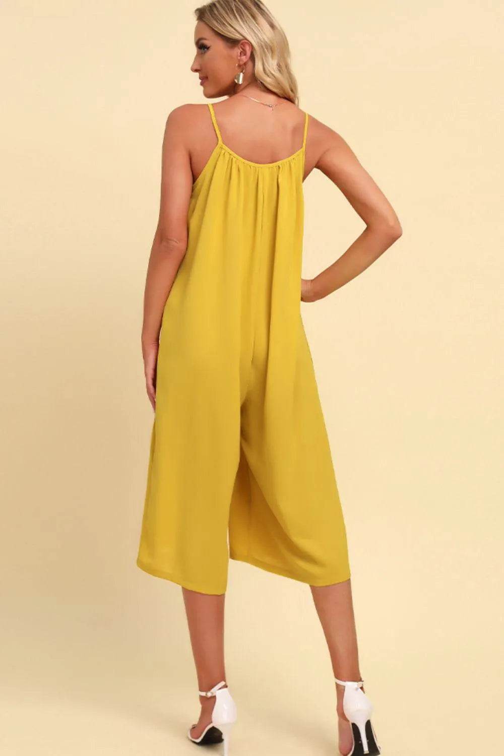 Bona Fide Fashion - Spaghetti Strap Scoop Neck Jumpsuit - Women Fashion - Bona Fide Fashion