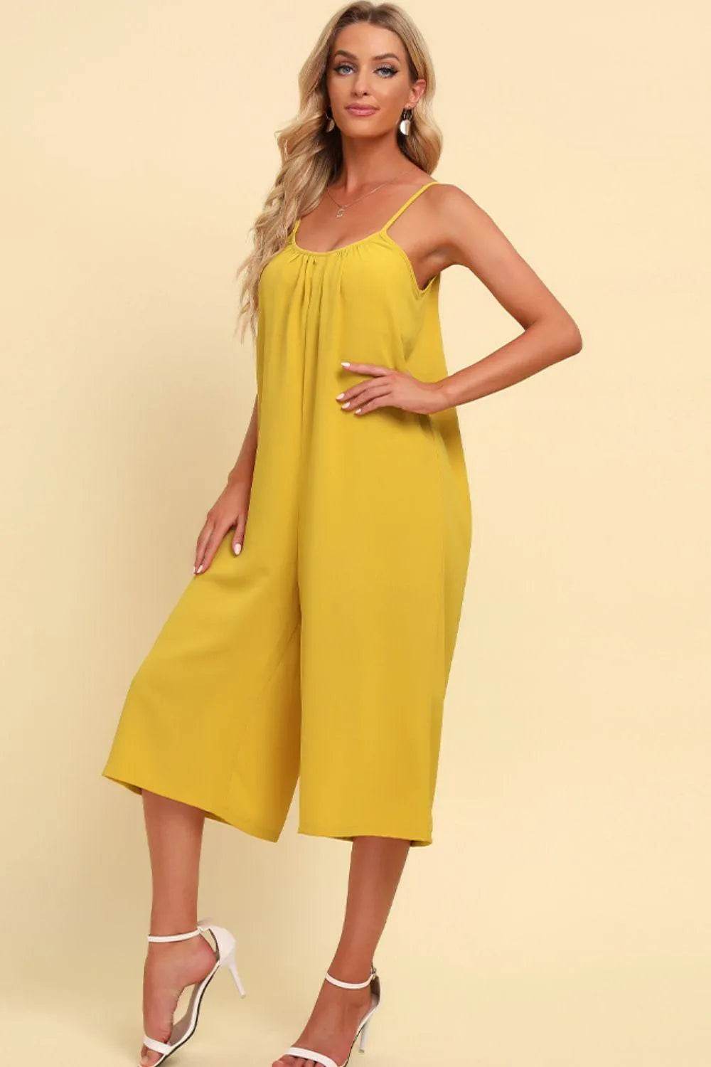 Bona Fide Fashion - Spaghetti Strap Scoop Neck Jumpsuit - Women Fashion - Bona Fide Fashion