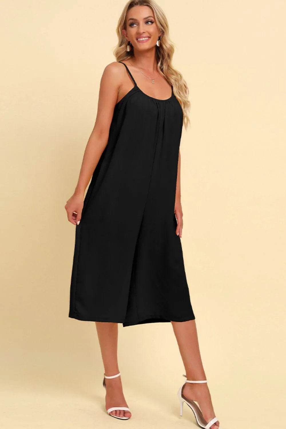 Bona Fide Fashion - Spaghetti Strap Scoop Neck Jumpsuit - Women Fashion - Bona Fide Fashion