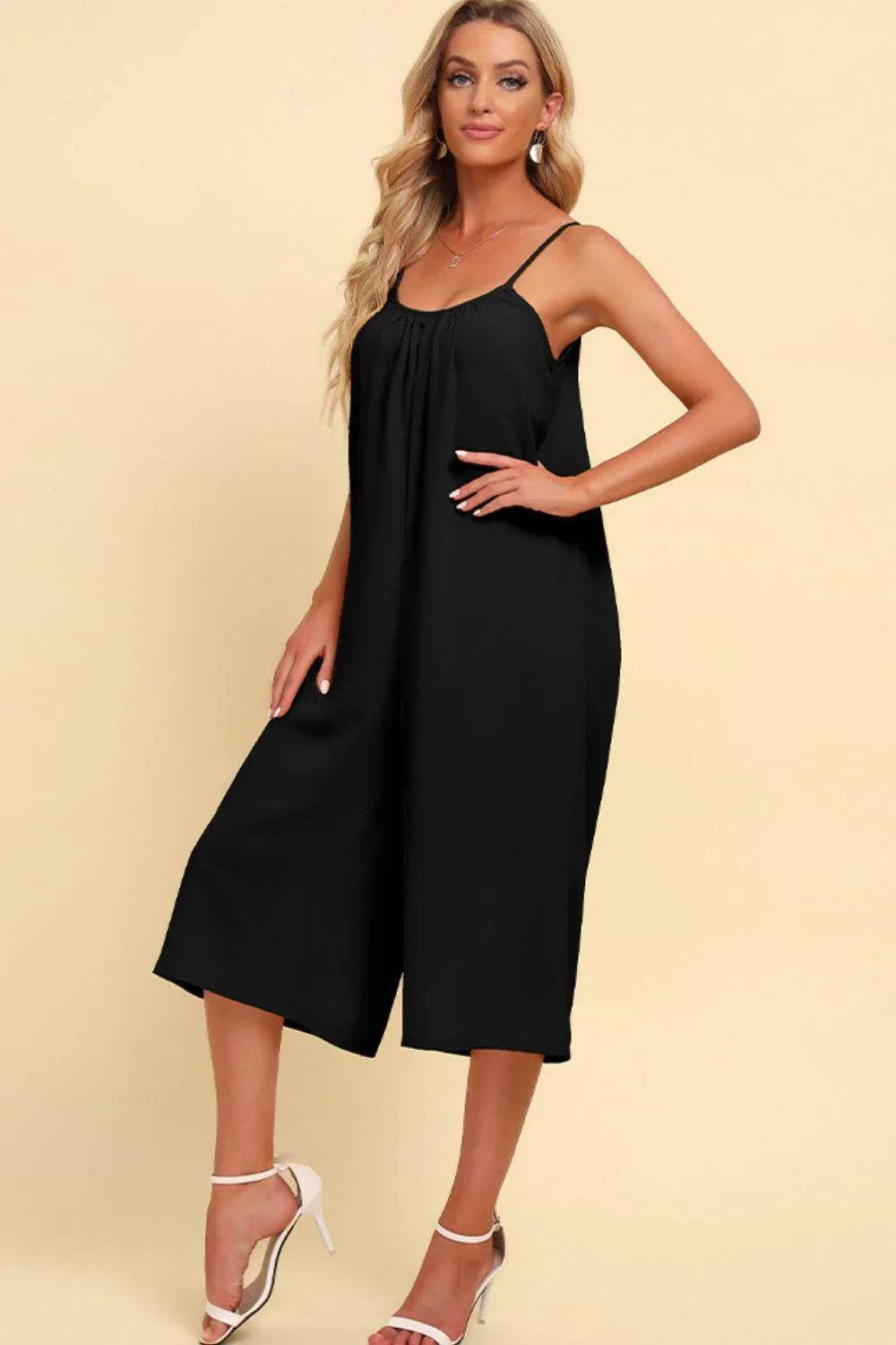 Bona Fide Fashion - Spaghetti Strap Scoop Neck Jumpsuit - Women Fashion - Bona Fide Fashion
