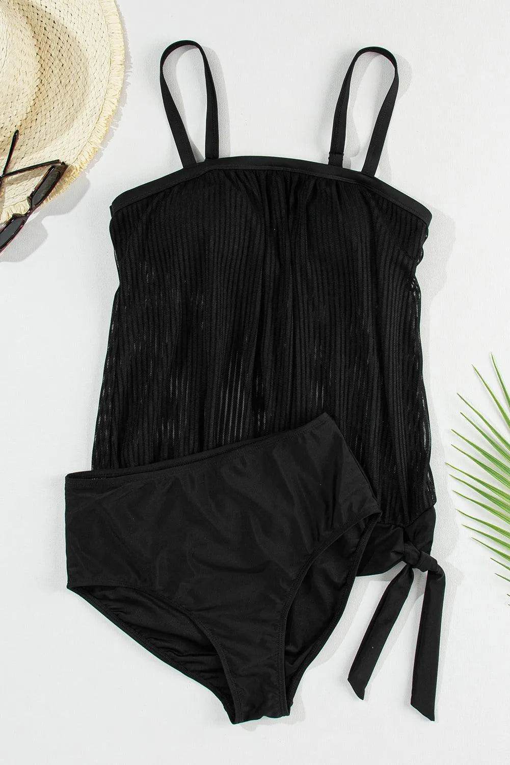 Bona Fide Fashion - Square Neck Spaghetti Strap Tankini Set - Women Fashion - Bona Fide Fashion