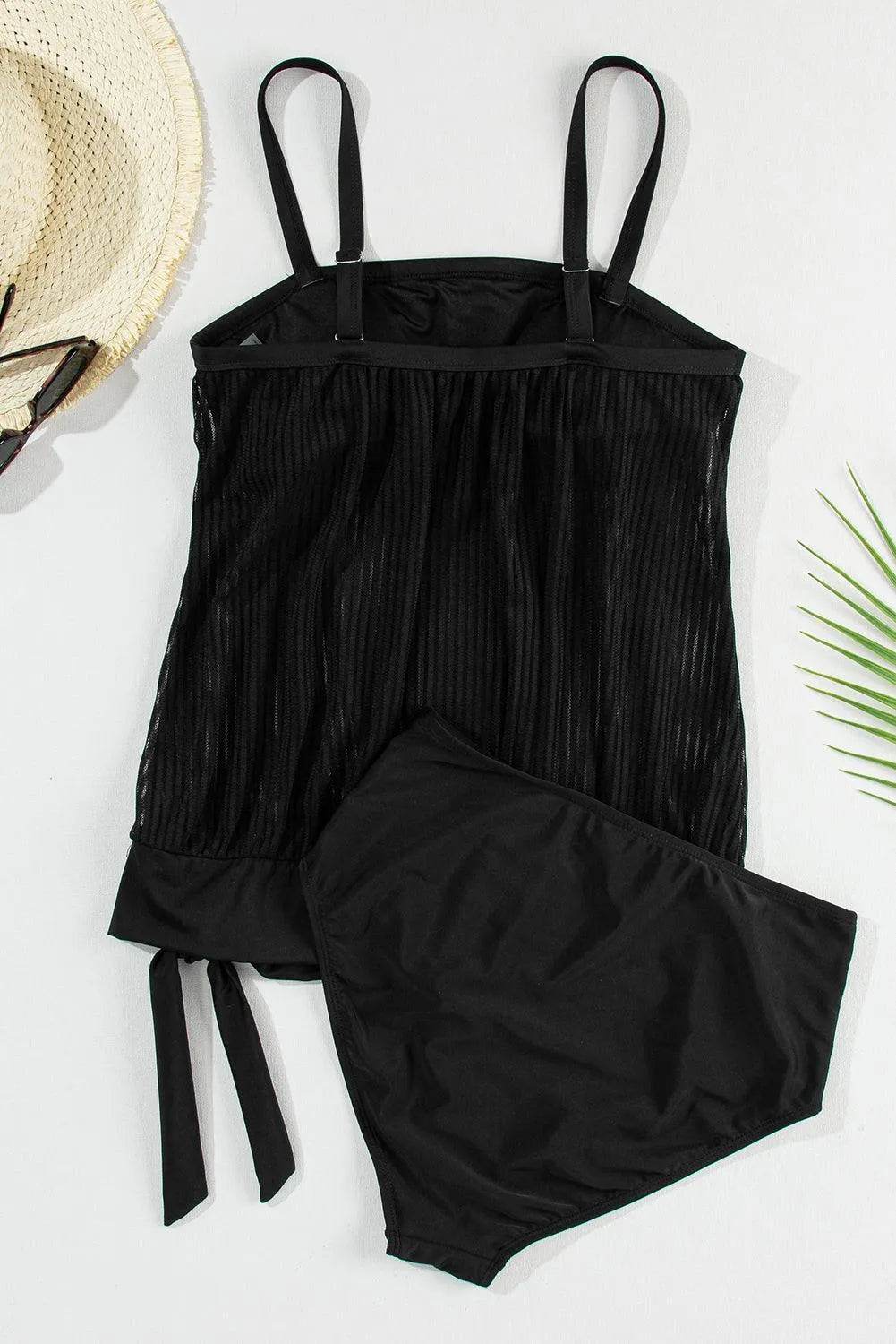 Bona Fide Fashion - Square Neck Spaghetti Strap Tankini Set - Women Fashion - Bona Fide Fashion
