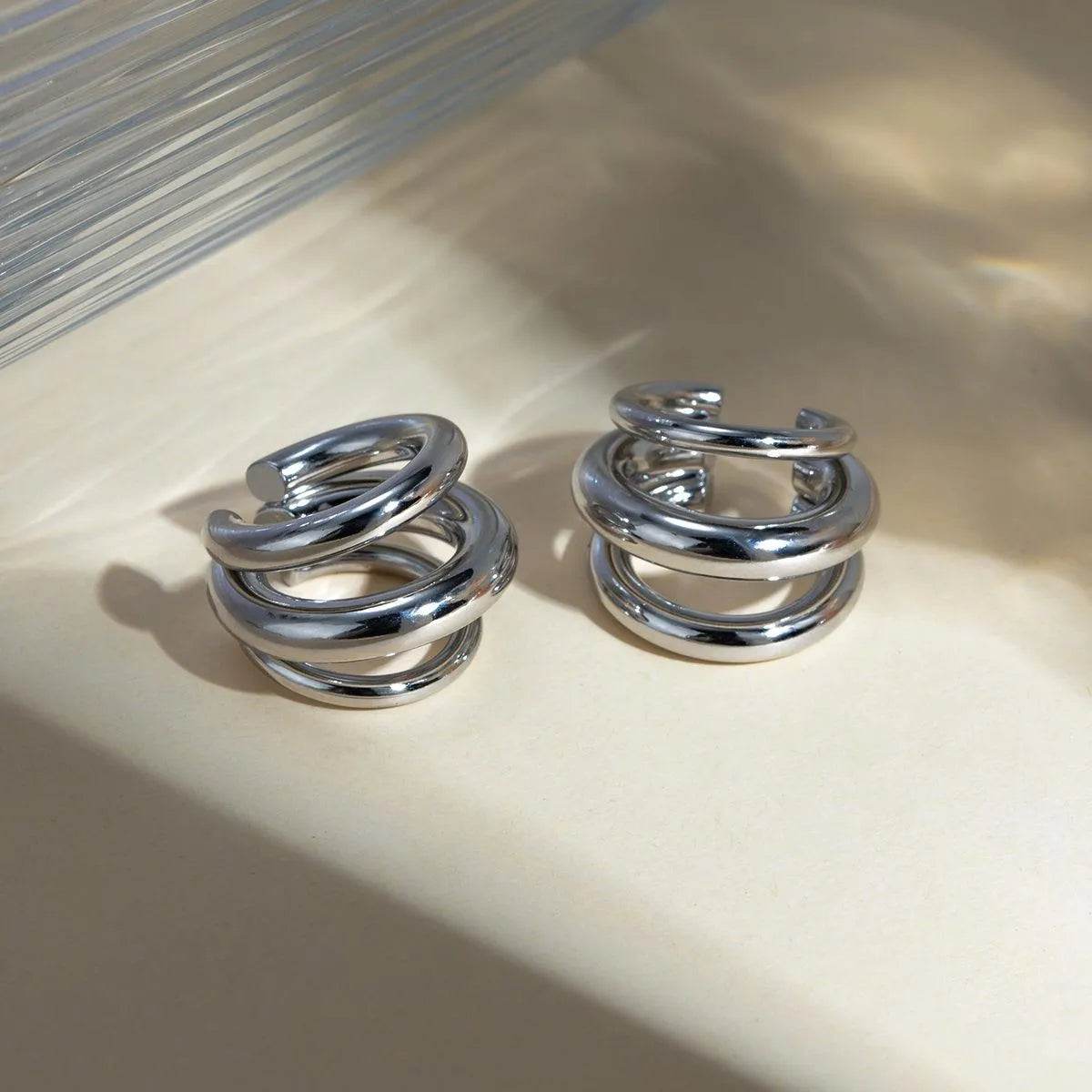 Bona Fide Fashion - Stainless Steel Layered Cuff Earrings - Women Fashion - Bona Fide Fashion