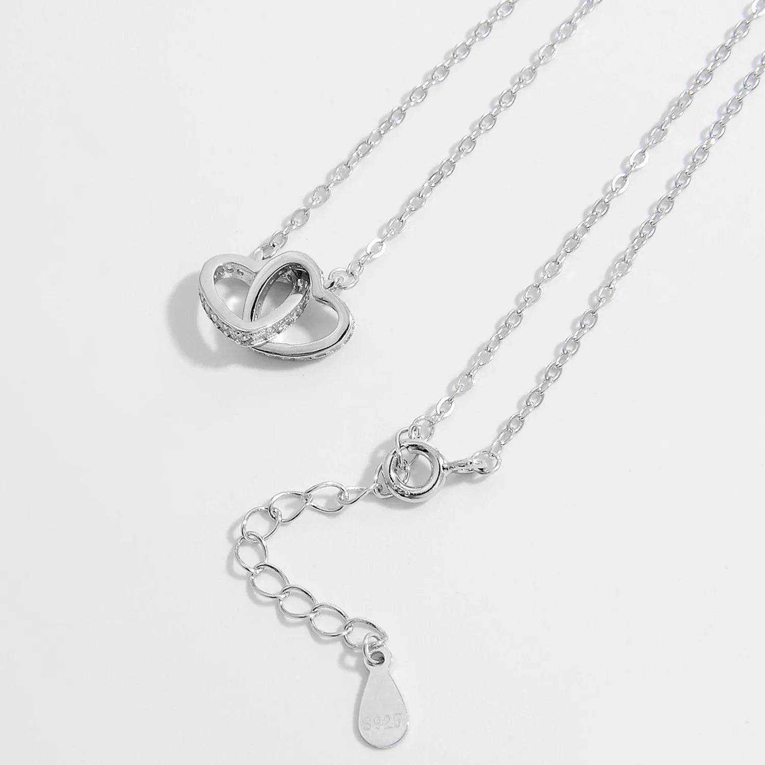Bona Fide Fashion - Sterling Silver Inlaid Zircon Heart Necklace - Women Fashion - Bona Fide Fashion