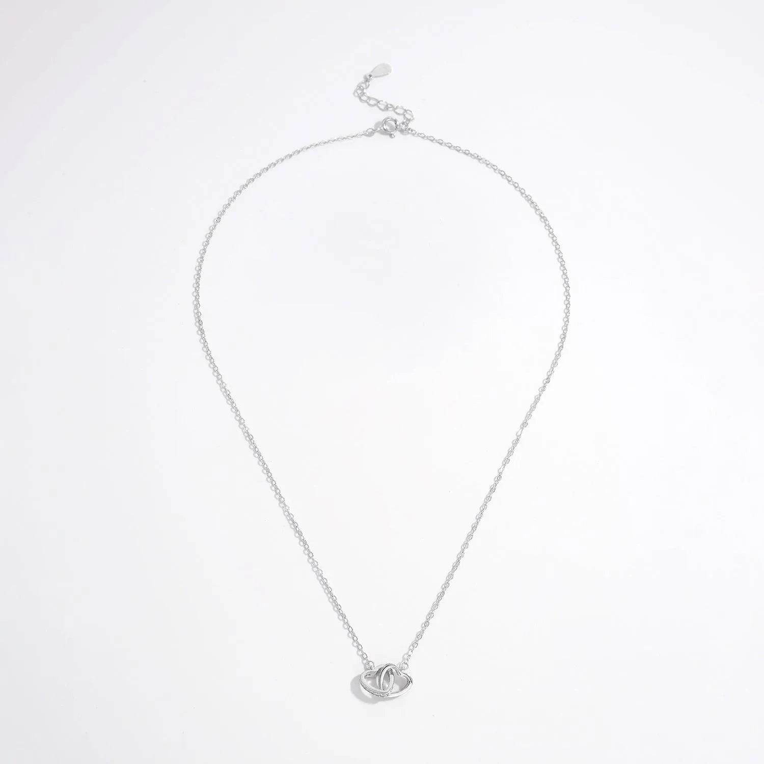 Bona Fide Fashion - Sterling Silver Inlaid Zircon Heart Necklace - Women Fashion - Bona Fide Fashion