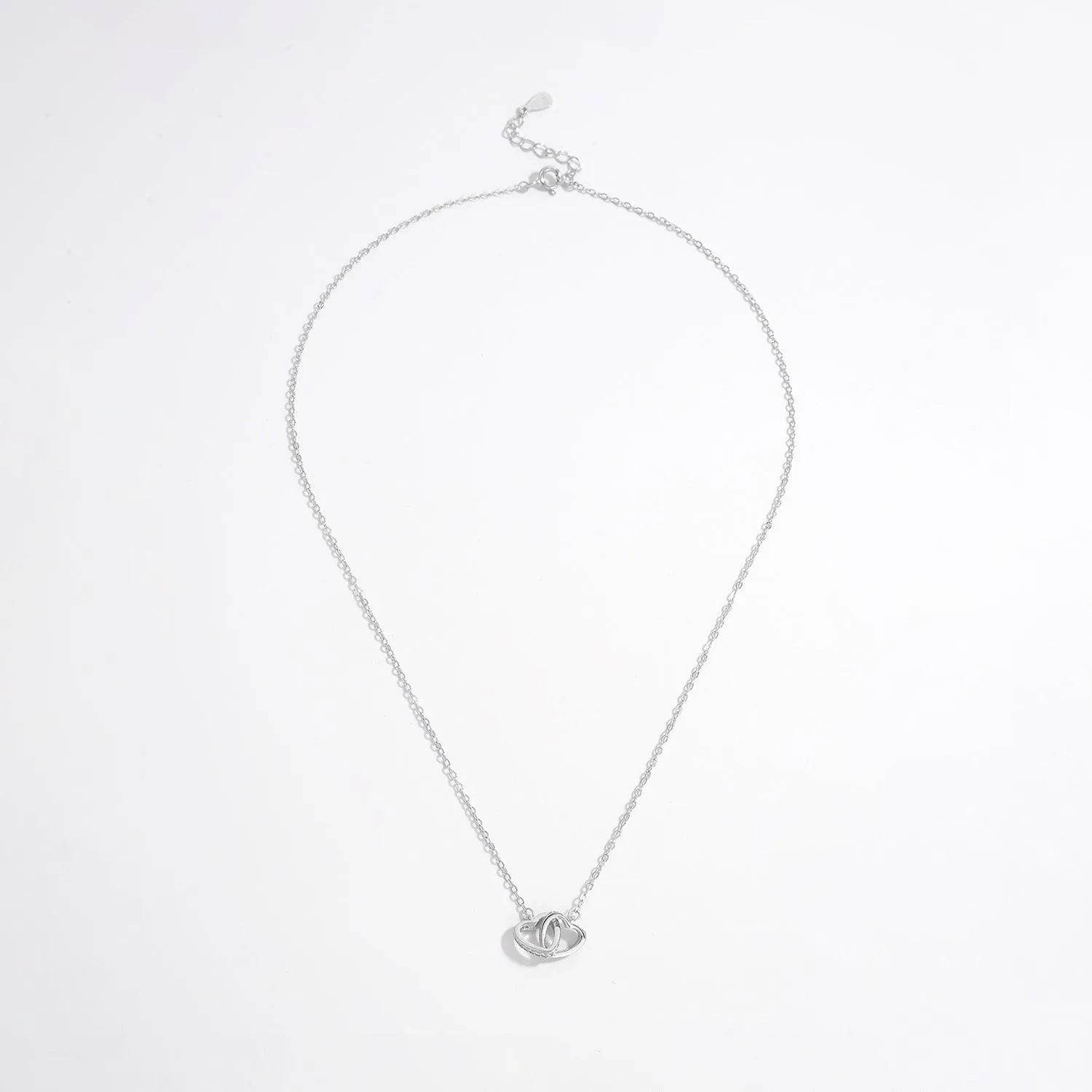 Bona Fide Fashion - Sterling Silver Inlaid Zircon Heart Necklace - Women Fashion - Bona Fide Fashion