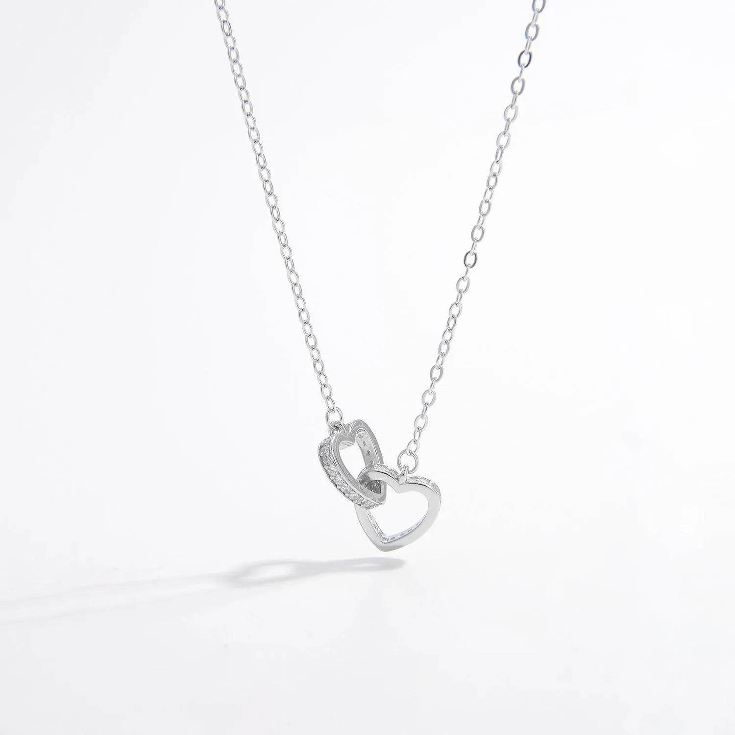 Bona Fide Fashion - Sterling Silver Inlaid Zircon Heart Necklace - Women Fashion - Bona Fide Fashion