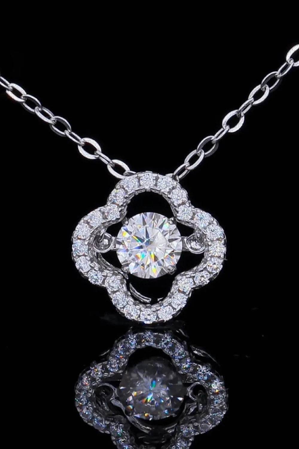 Bona Fide Fashion - Sterling Silver Moissanite Flower Pendant Necklace - Women Fashion - Bona Fide Fashion