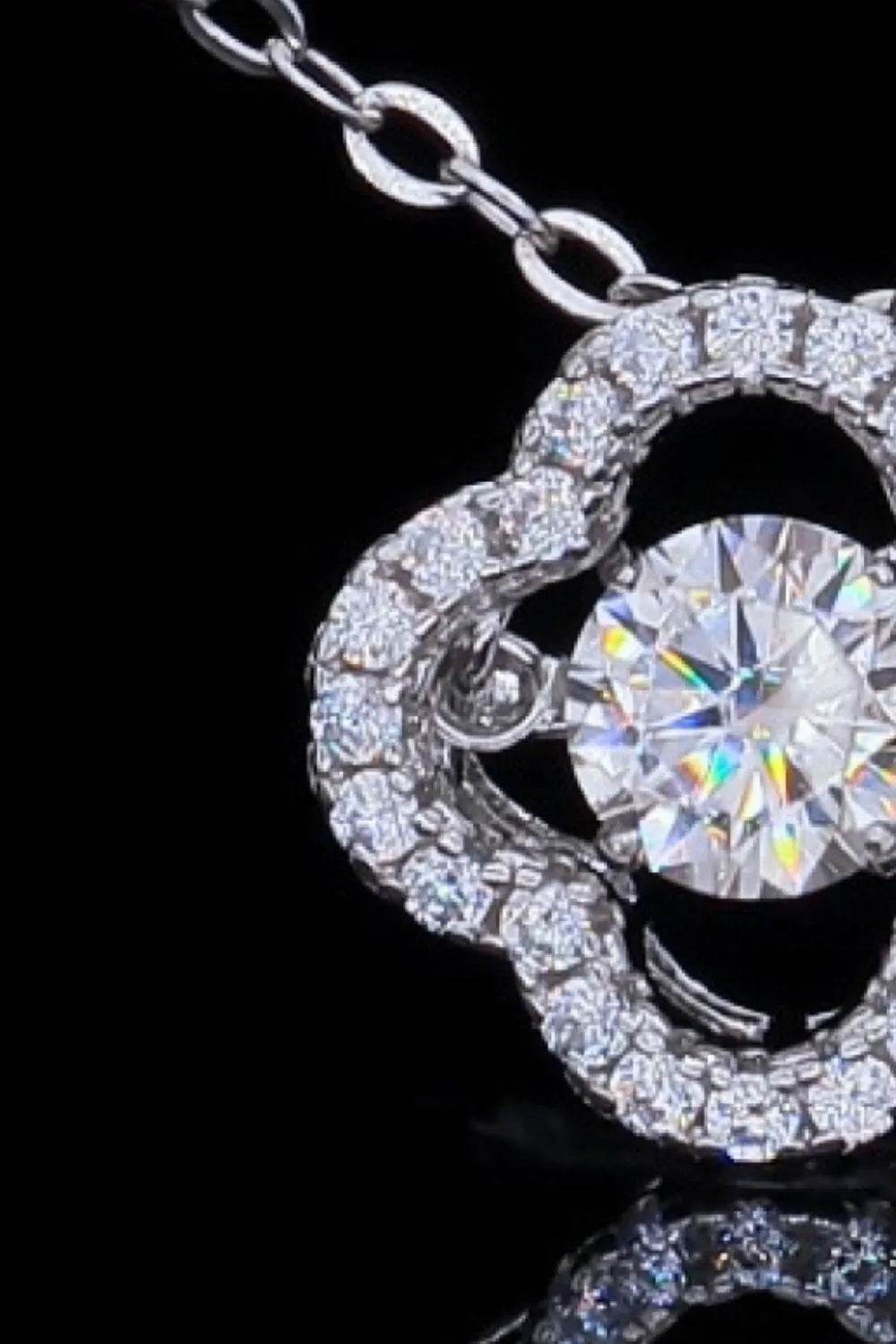 Bona Fide Fashion - Sterling Silver Moissanite Flower Pendant Necklace - Women Fashion - Bona Fide Fashion