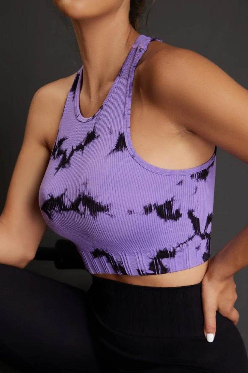 Bona Fide Fashion - Tie-dye Cropped Round Neck Tank Top - Women Fashion - Bona Fide Fashion