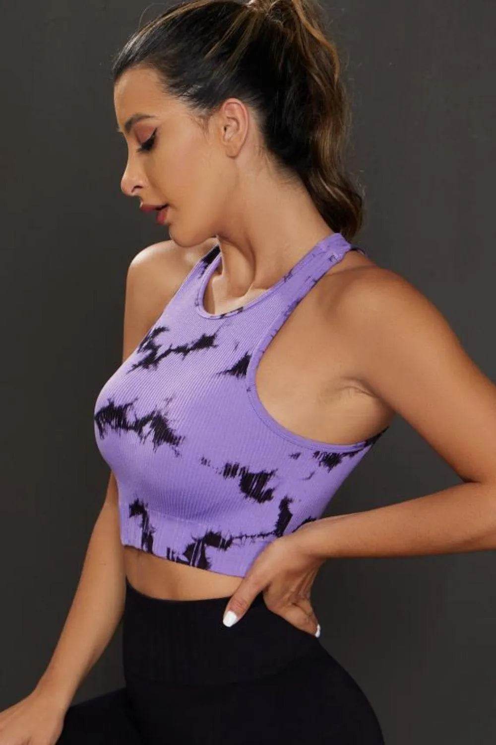 Bona Fide Fashion - Tie-dye Cropped Round Neck Tank Top - Women Fashion - Bona Fide Fashion