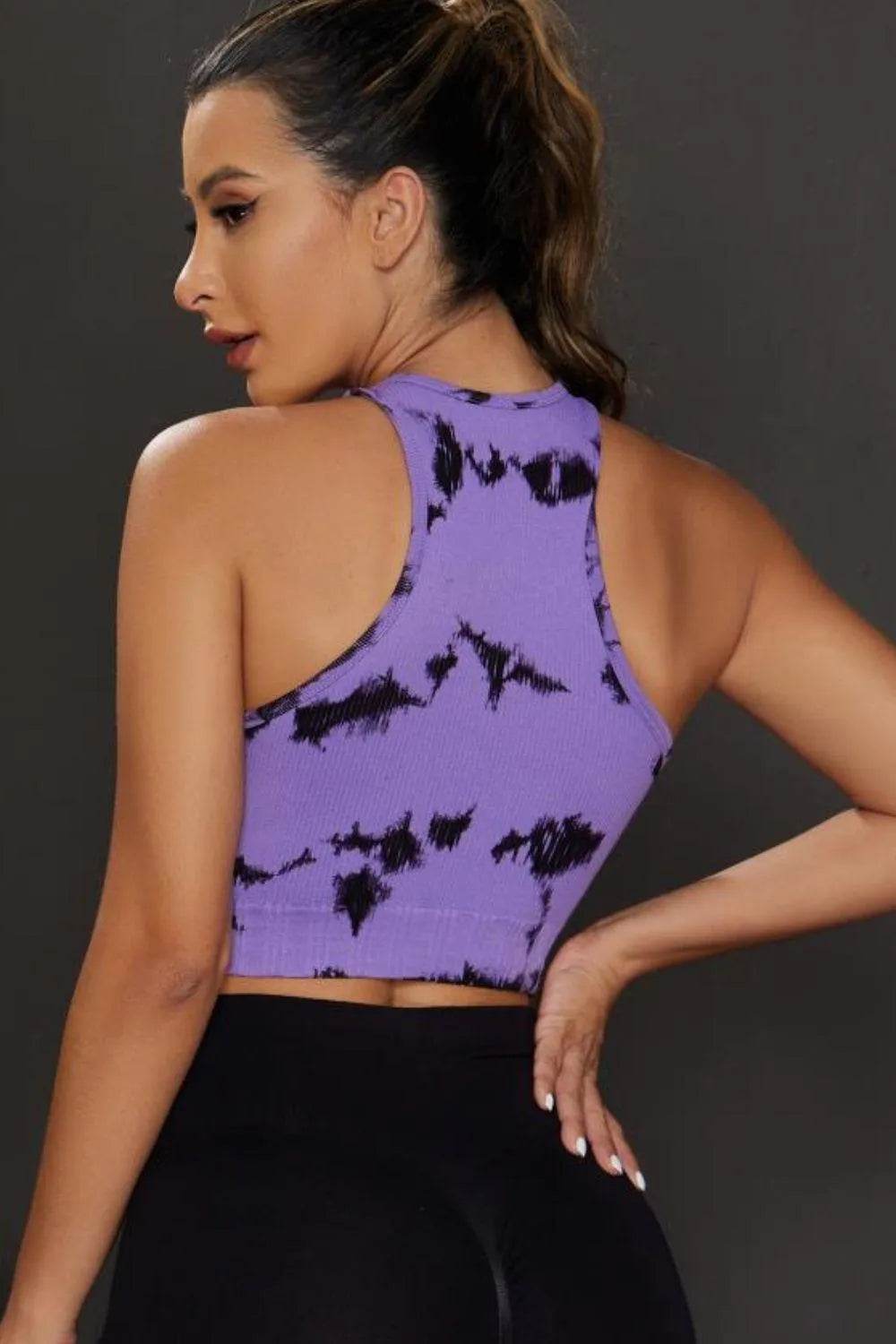 Bona Fide Fashion - Tie-dye Cropped Round Neck Tank Top - Women Fashion - Bona Fide Fashion