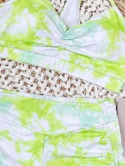 Bona Fide Fashion - Tie-Dye Spaghetti Strap Top and Drawstring Shorts Swim Set - Women Fashion - Bona Fide Fashion