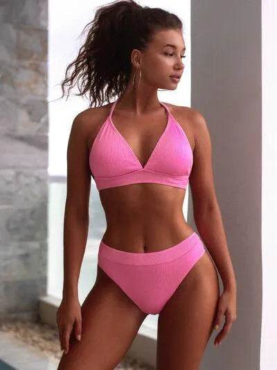 Bona Fide Fashion - Tied Halter Neck Bikini Set - Women Fashion - Bona Fide Fashion