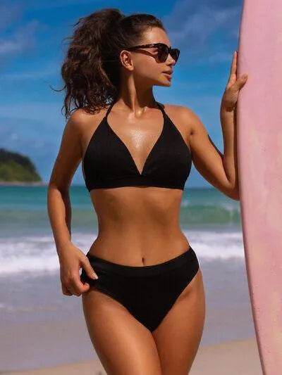 Bona Fide Fashion - Tied Halter Neck Bikini Set - Women Fashion - Bona Fide Fashion