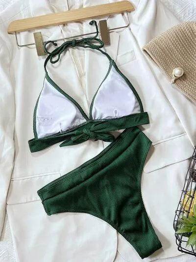 Bona Fide Fashion - Tied Halter Neck Bikini Set - Women Fashion - Bona Fide Fashion