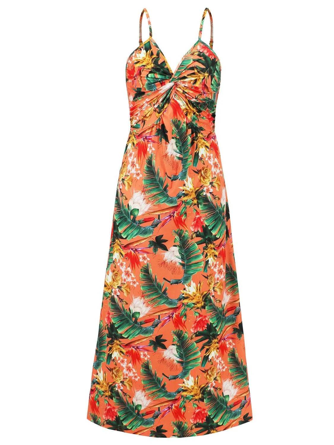 Bona Fide Fashion - Twisted Printed V-Neck Cami Dress - Women Fashion - Bona Fide Fashion