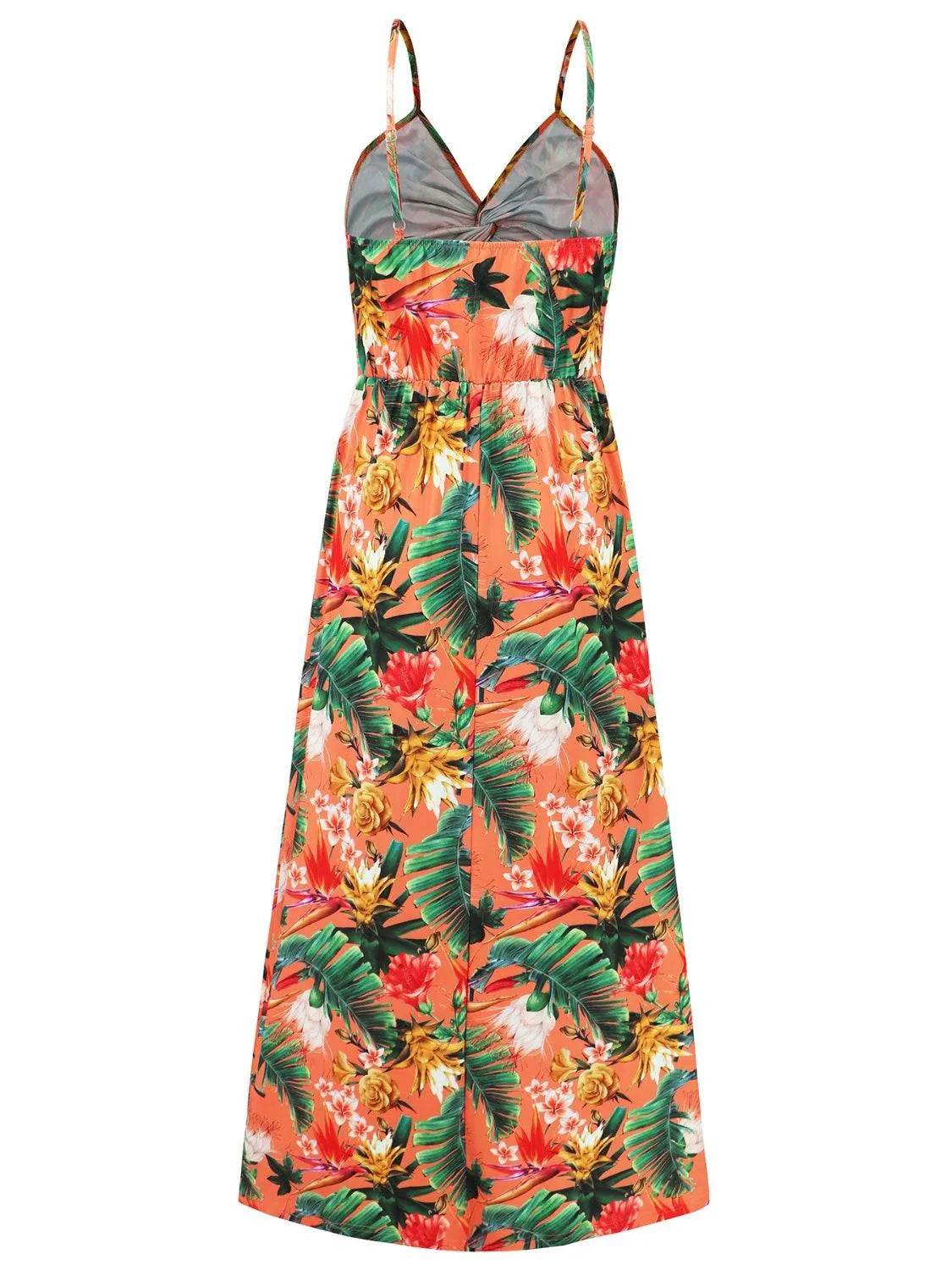 Bona Fide Fashion - Twisted Printed V-Neck Cami Dress - Women Fashion - Bona Fide Fashion