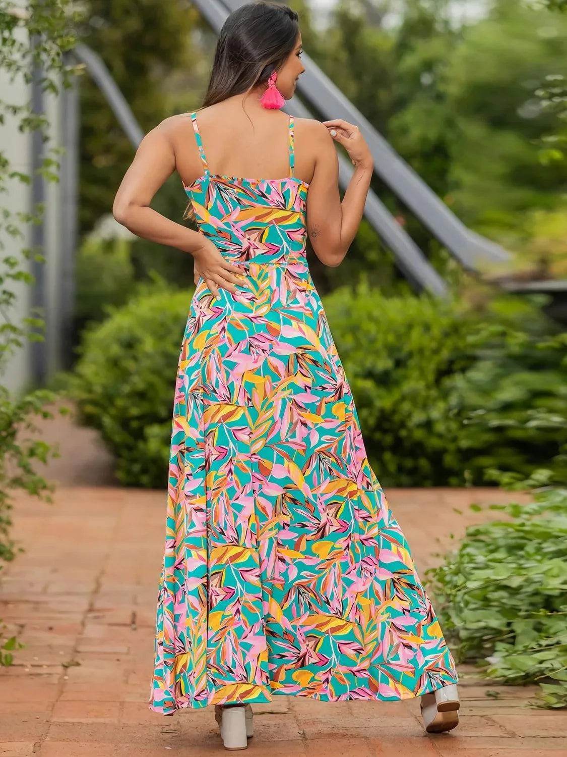 Bona Fide Fashion - Twisted Printed V-Neck Cami Dress - Women Fashion - Bona Fide Fashion