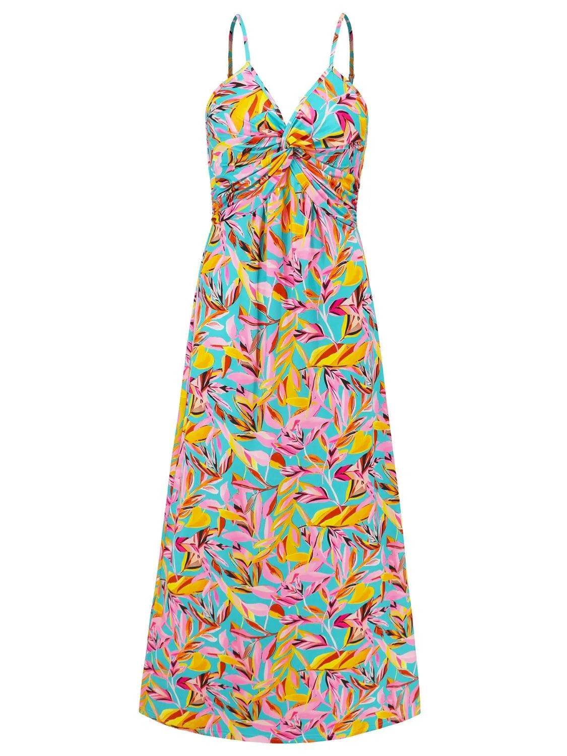 Bona Fide Fashion - Twisted Printed V-Neck Cami Dress - Women Fashion - Bona Fide Fashion