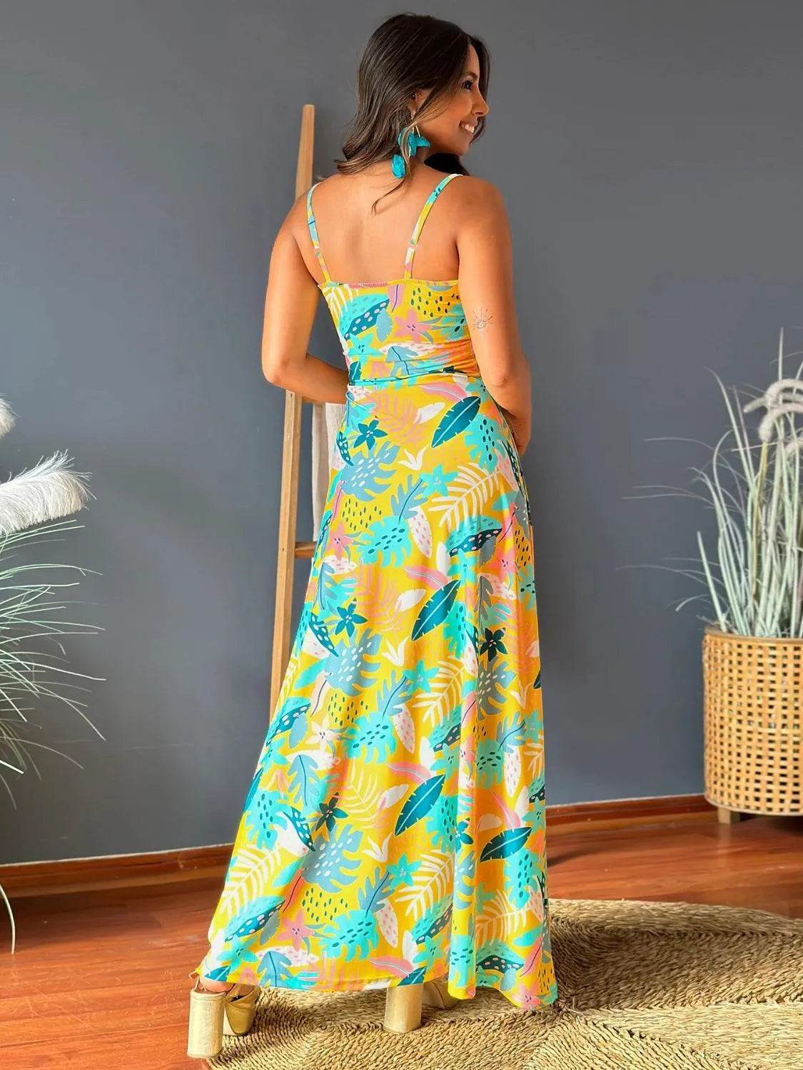 Bona Fide Fashion - Twisted Printed V-Neck Cami Dress - Women Fashion - Bona Fide Fashion