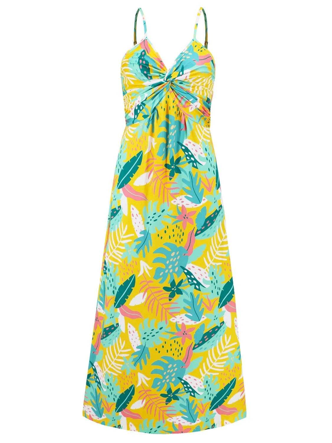 Bona Fide Fashion - Twisted Printed V-Neck Cami Dress - Women Fashion - Bona Fide Fashion