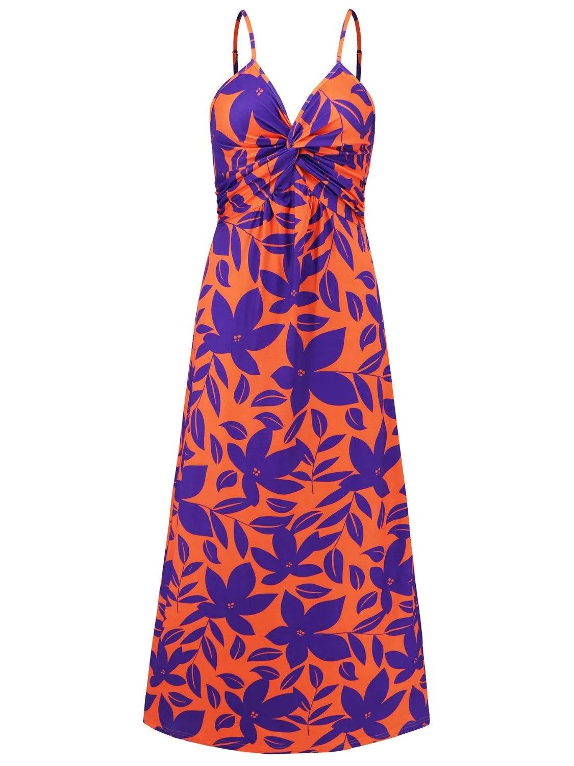 Bona Fide Fashion - Twisted Printed V-Neck Cami Dress - Women Fashion - Bona Fide Fashion