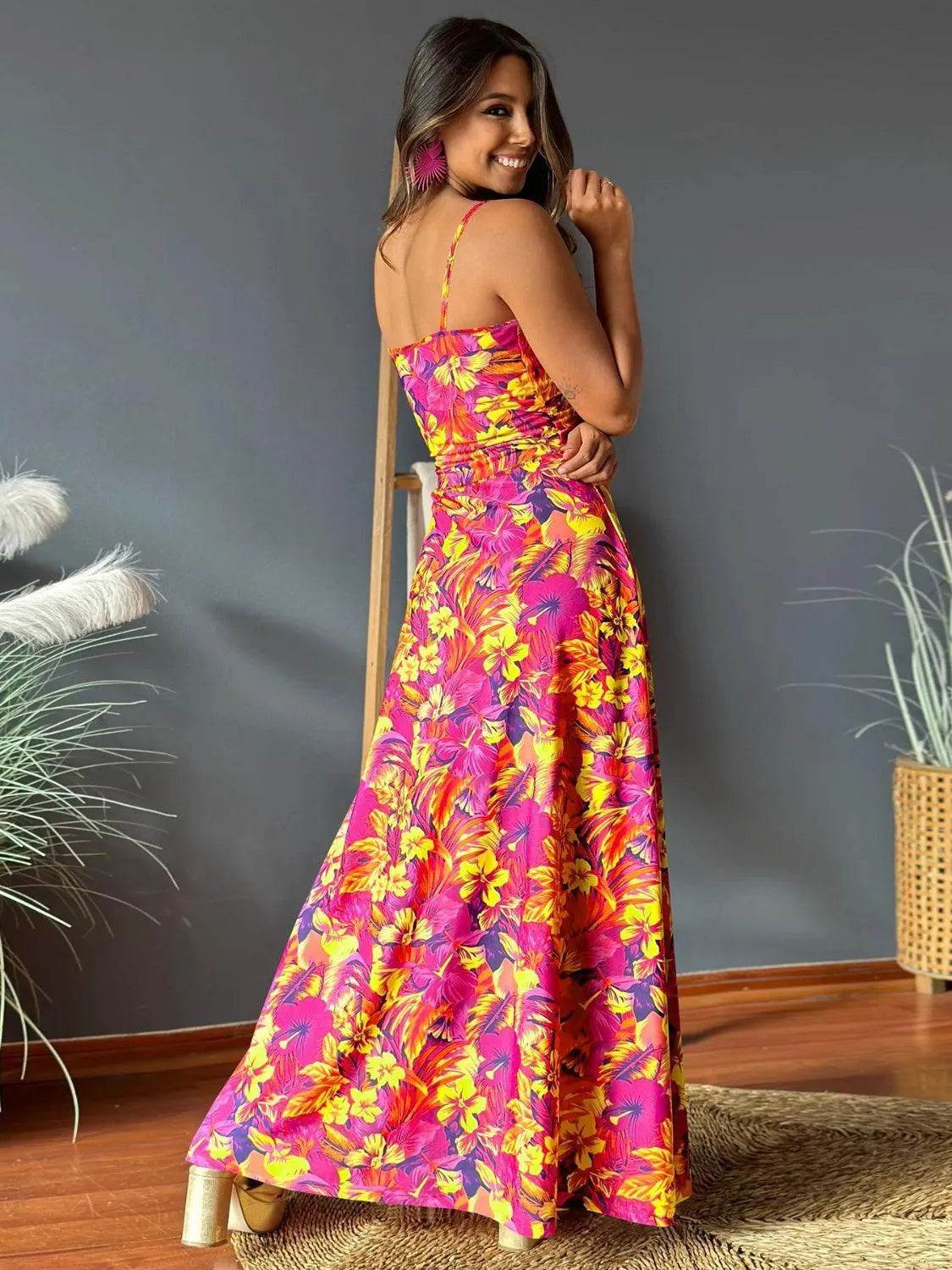 Bona Fide Fashion - Twisted Printed V-Neck Cami Dress - Women Fashion - Bona Fide Fashion