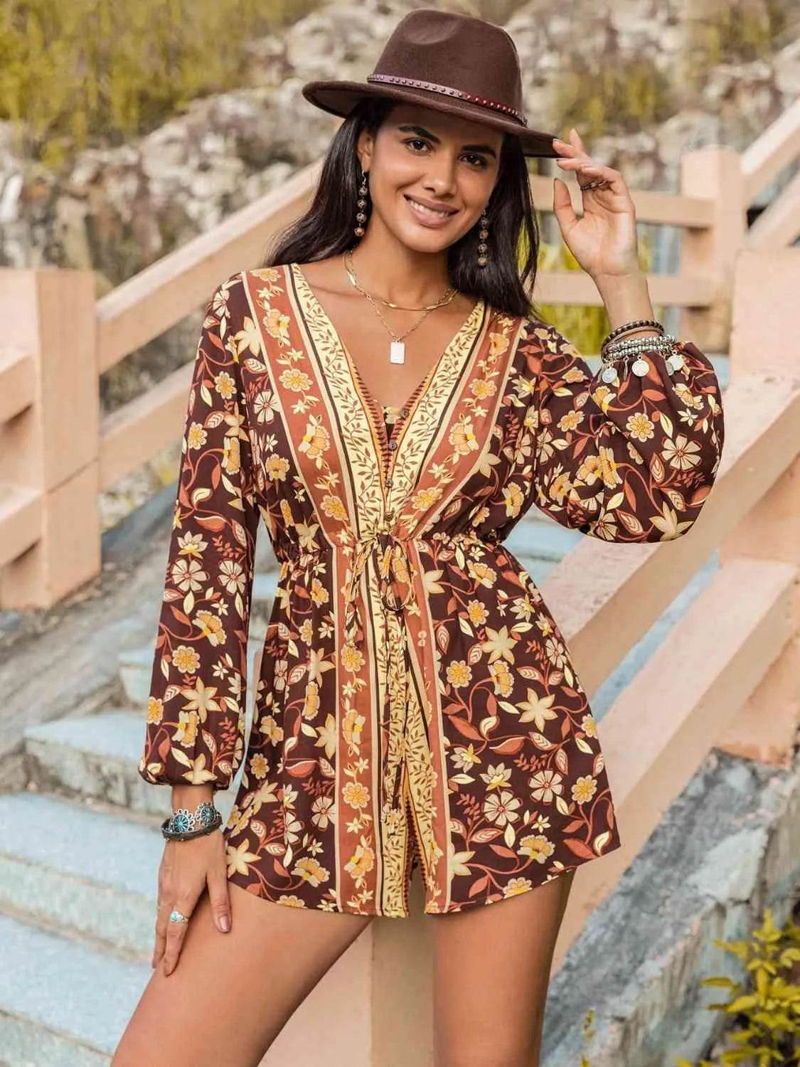Bona Fide Fashion - V-Neck Long Sleeve Romper - Women Fashion - Bona Fide Fashion