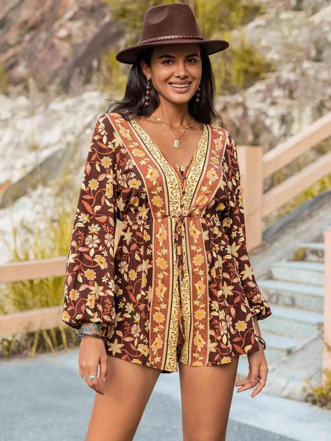 Bona Fide Fashion - V-Neck Long Sleeve Romper - Women Fashion - Bona Fide Fashion