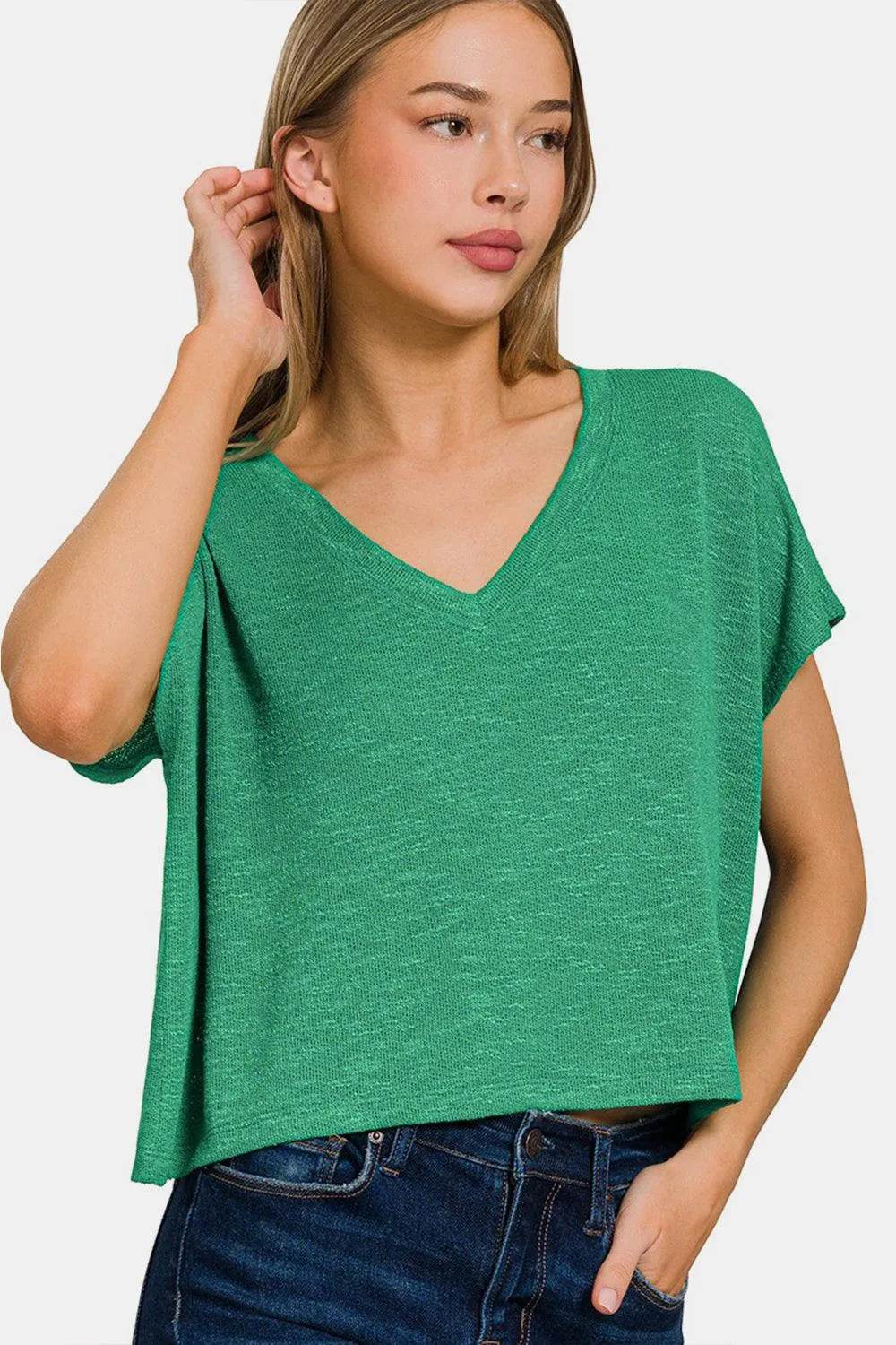 Bona Fide Fashion - V-Neck Short Sleeve T-Shirt - Women Fashion - Bona Fide Fashion
