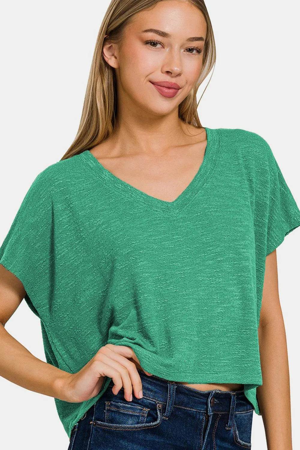 Bona Fide Fashion - V-Neck Short Sleeve T-Shirt - Women Fashion - Bona Fide Fashion
