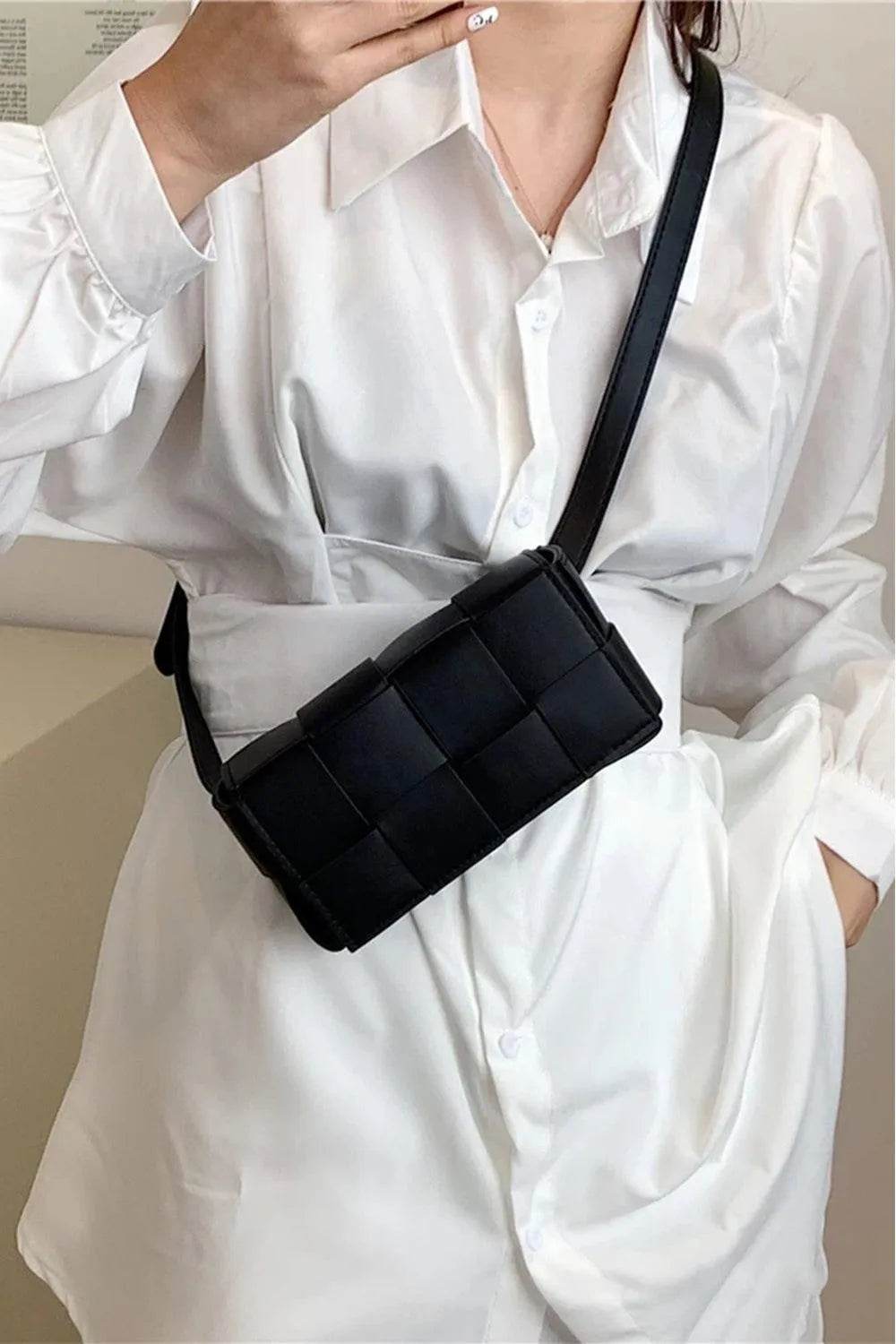 Bona Fide Fashion - Vegan Leather Woven Crossbody Bag - Women Fashion - Bona Fide Fashion