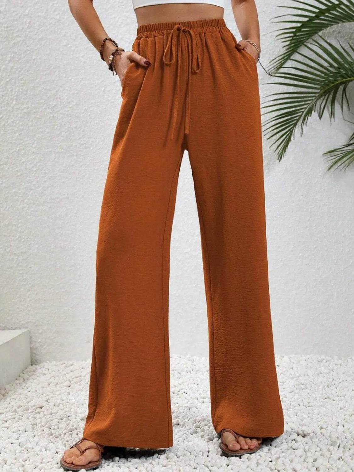Bona Fide Fashion - Wide Leg Drawstring Pants - Women Fashion - Bona Fide Fashion
