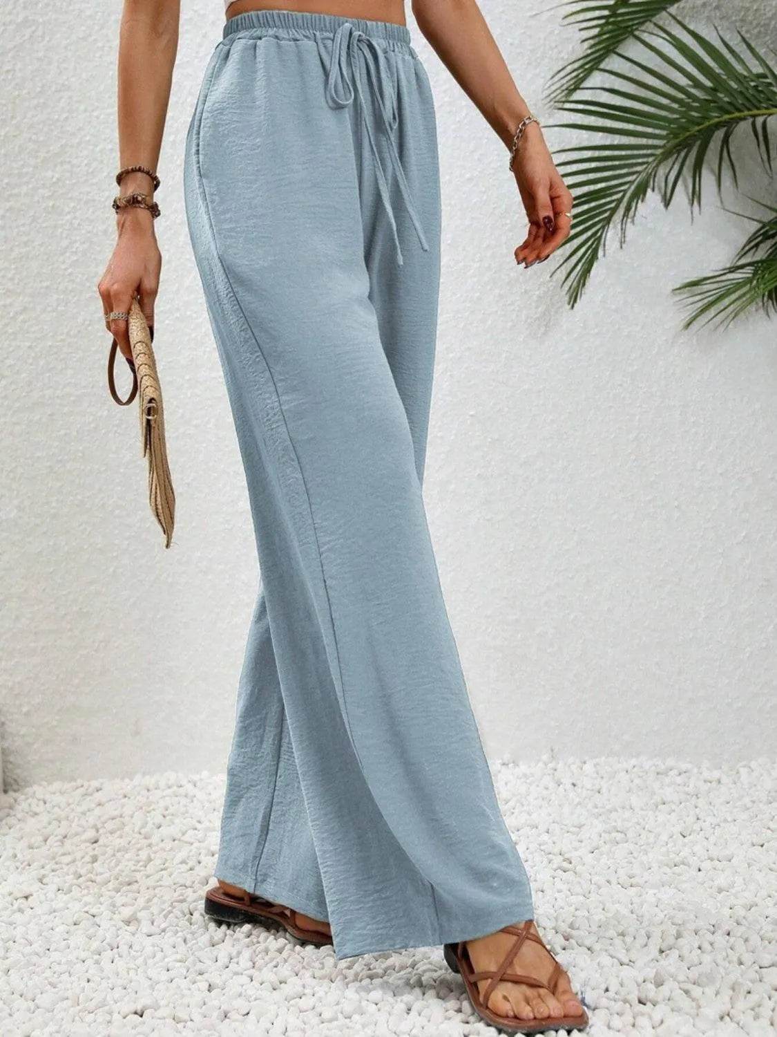 Bona Fide Fashion - Wide Leg Drawstring Pants - Women Fashion - Bona Fide Fashion