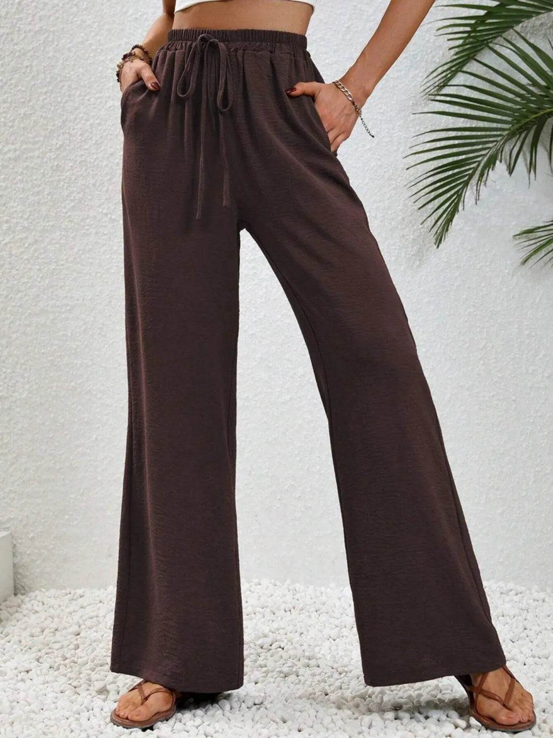 Bona Fide Fashion - Wide Leg Drawstring Pants - Women Fashion - Bona Fide Fashion