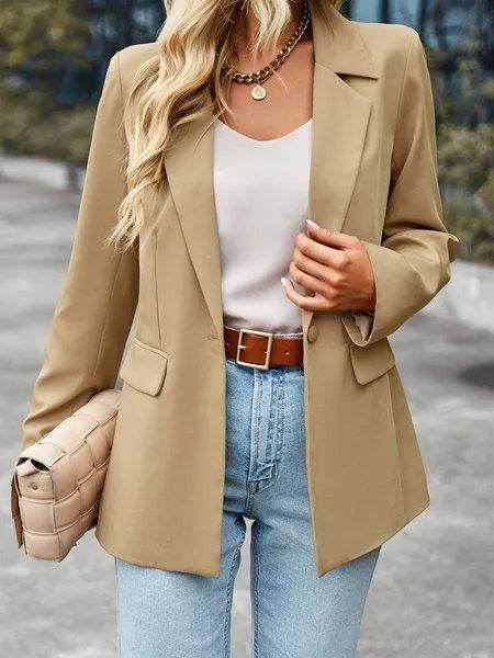Bona Fide Fashion - Women's Lapel Collar Blazer Jacket - Women Fashion HWWK2XWBHK - Bona Fide Fashion