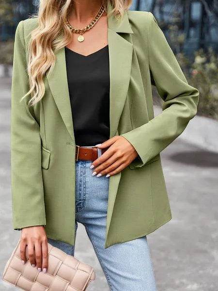 Bona Fide Fashion - Women's Lapel Collar Blazer Jacket - Women Fashion HWWK2XWBHK - Bona Fide Fashion