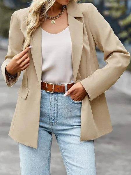 Bona Fide Fashion - Women's Lapel Collar Blazer Jacket - Women Fashion HWWK2XWBHK - Bona Fide Fashion