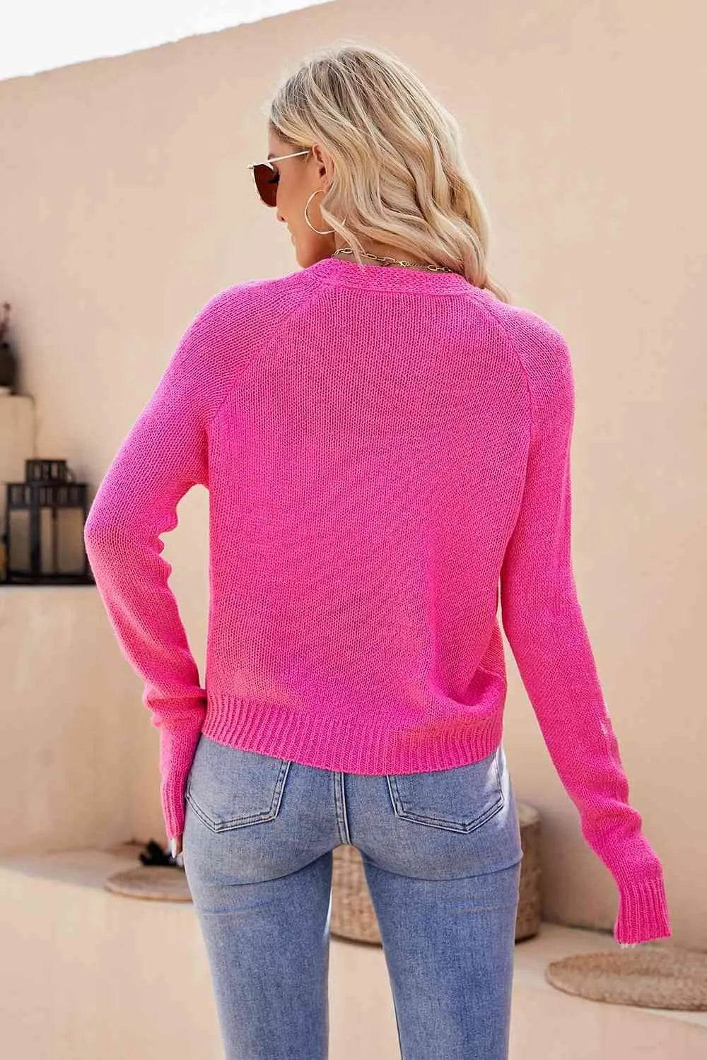 V-Neck Long Sleeve Button-Up Cardigan – Timeless Layering Piece | Bona Fide Fashion - Bona Fide Fashion