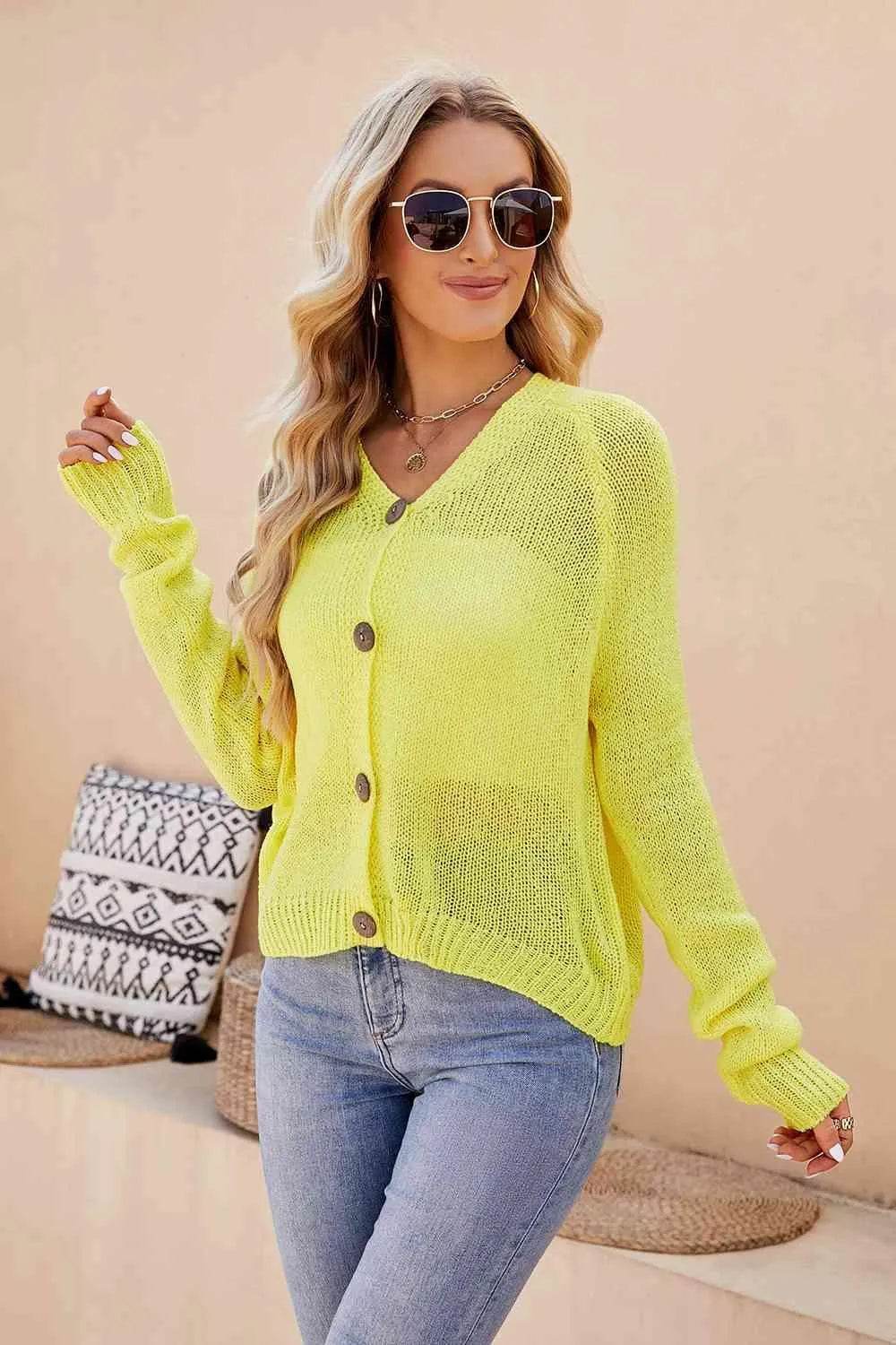 V-Neck Long Sleeve Button-Up Cardigan – Timeless Layering Piece | Bona Fide Fashion - Bona Fide Fashion