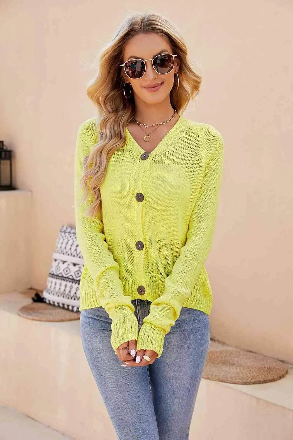V-Neck Long Sleeve Button-Up Cardigan – Timeless Layering Piece | Bona Fide Fashion - Bona Fide Fashion