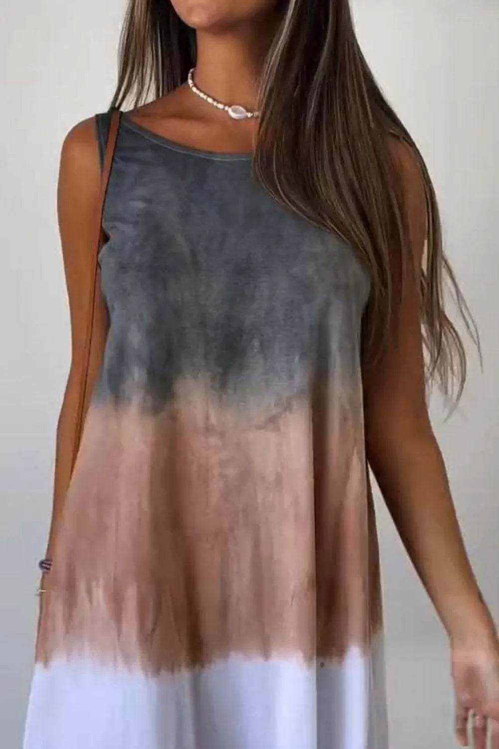 Full Size Tie-Dye Sleeveless Mini Tank Dress Plus Size - Bona Fide Fashion