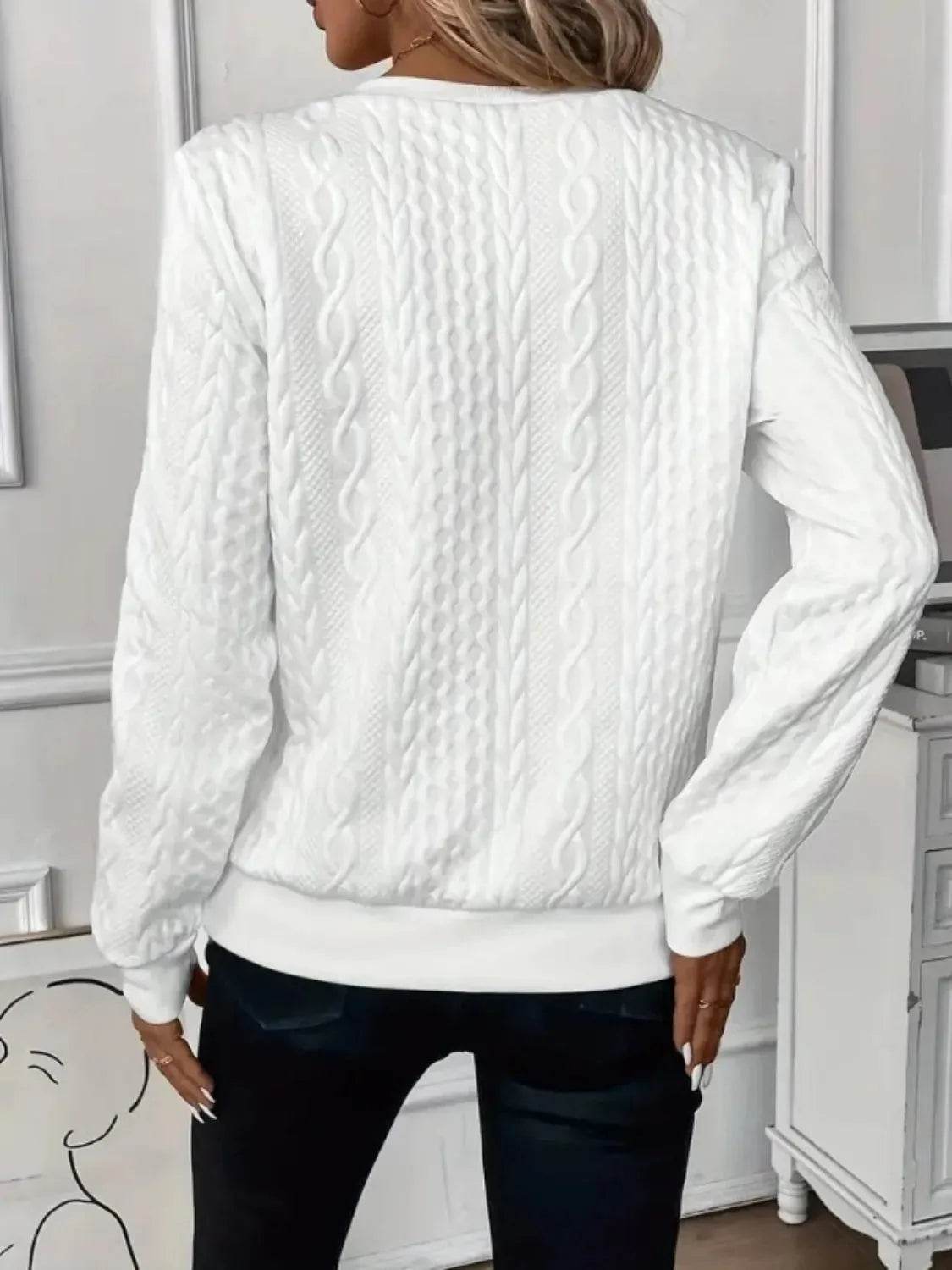 Texture Half Zip Long Sleeve Sweatshirt - Bona Fide Fashion