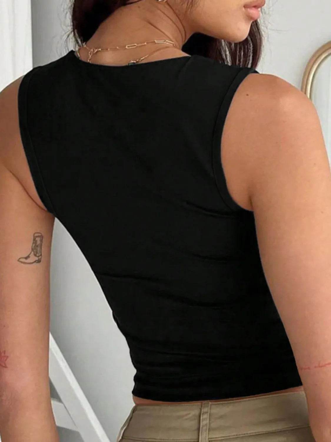 Devine Square Neck Wide Strap Tank - Bona Fide Fashion