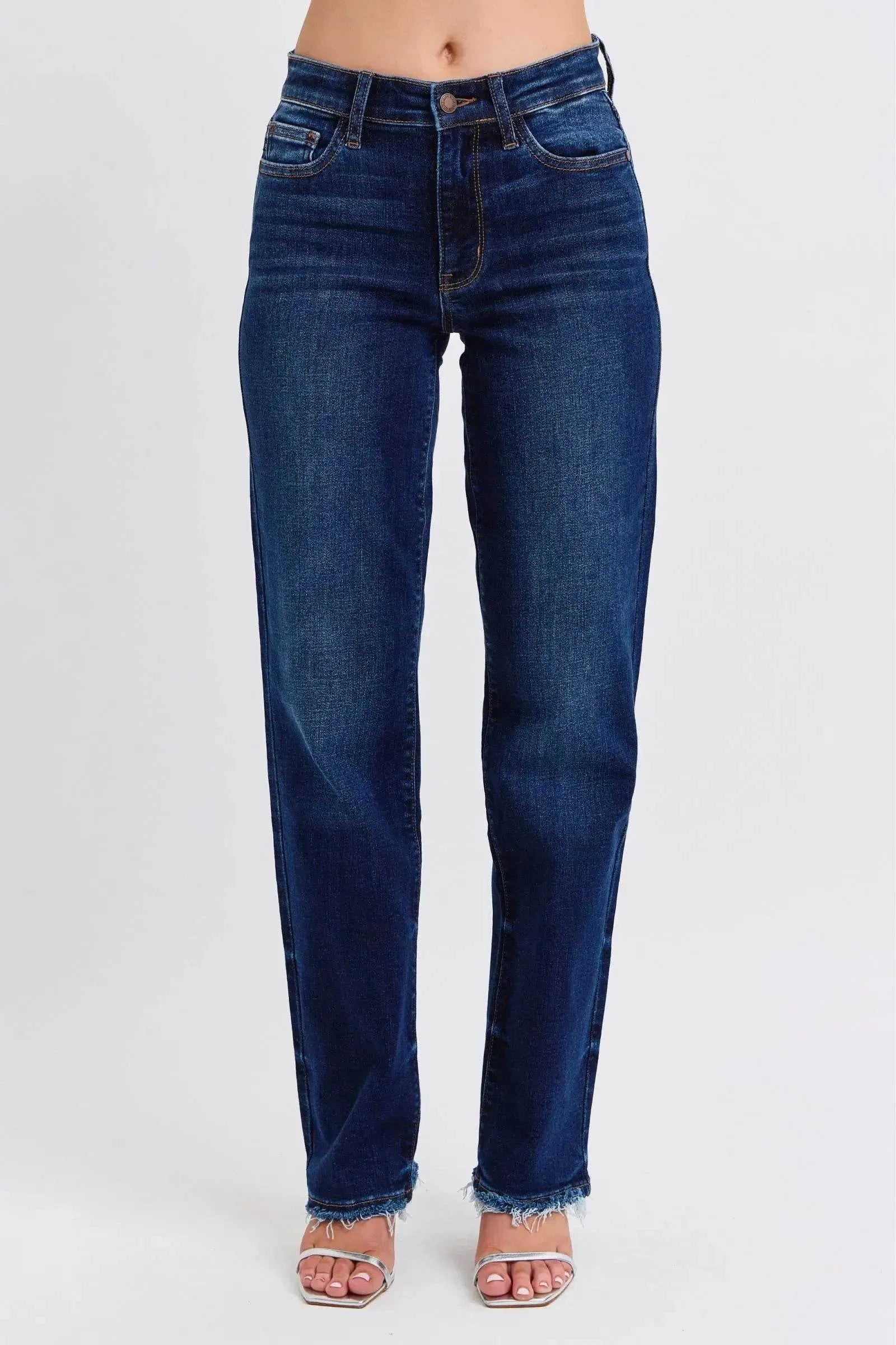 Judy Blue Full Size Raw Hem Straight Leg Jeans - Bona Fide Fashion