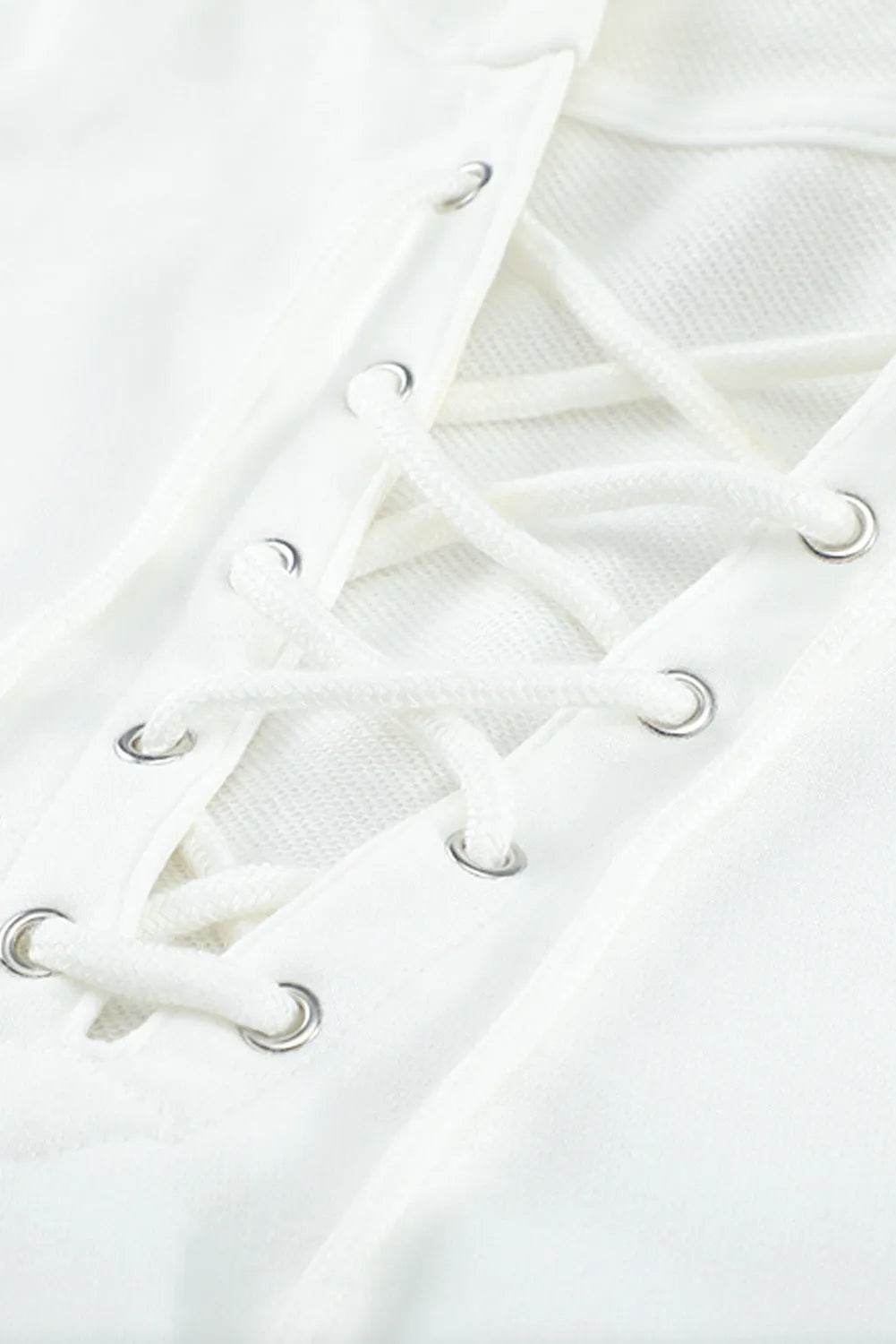 Lace Up Long Sleeve Hoodie - Bona Fide Fashion