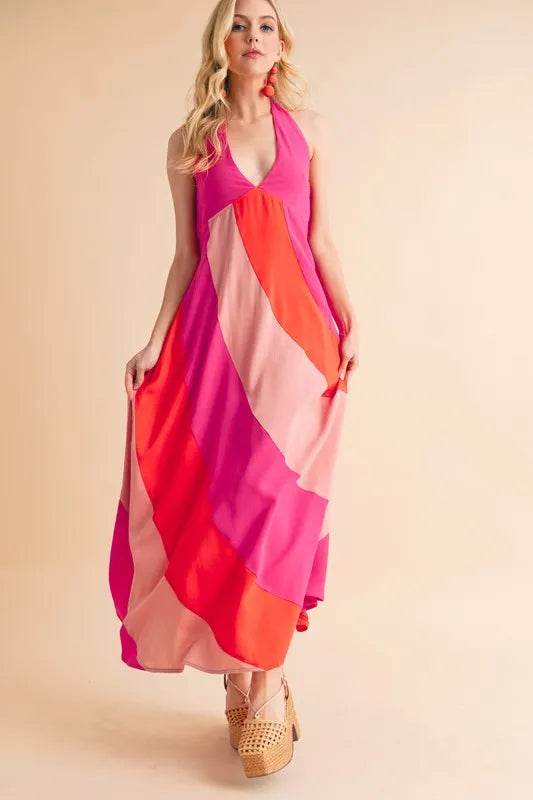 Aemi+Co Color Block Sleeveless Maxi Dress - Bona Fide Fashion