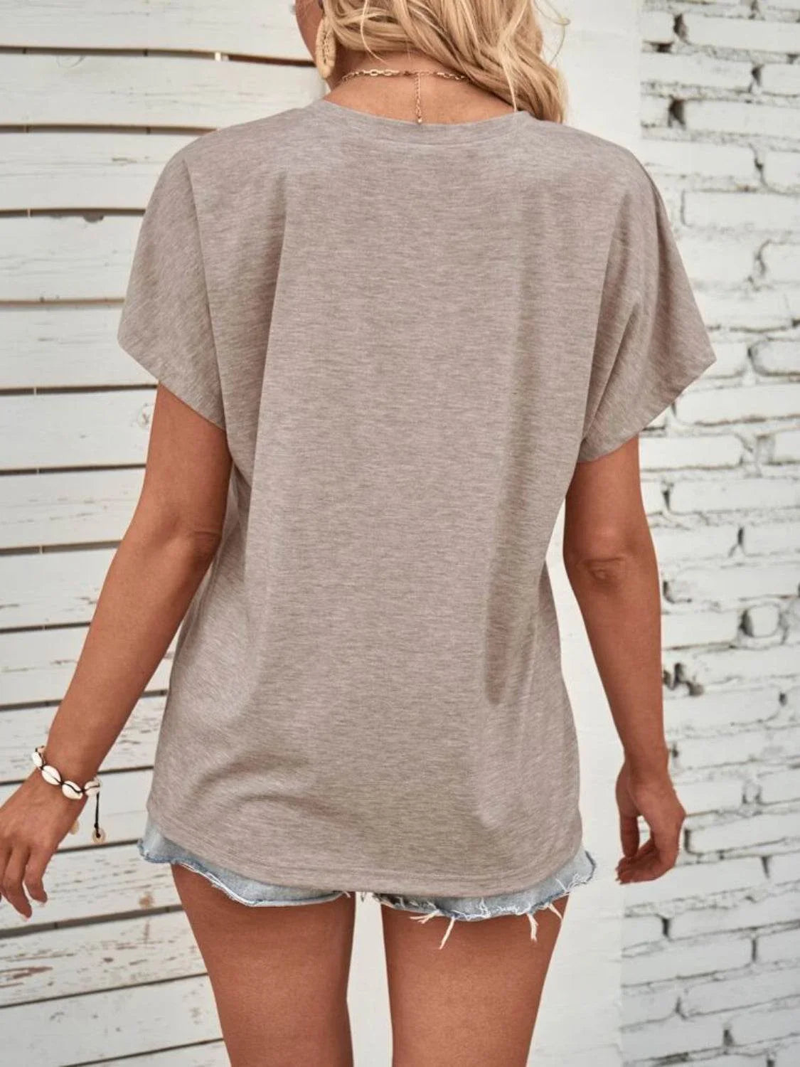 Half Button Short Sleeve Top - Bona Fide Fashion